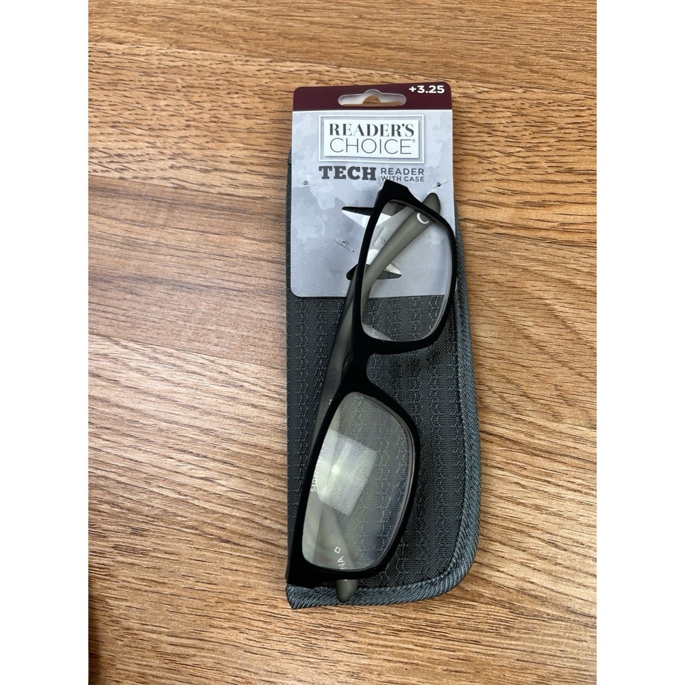 Reader's Choice Tech Reading Glasses Tyler +3.25 with Case Foster Grant NEW